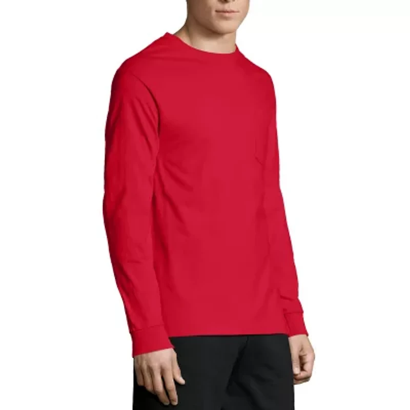 Hanes Mens Crew Neck Long Sleeve Active T-Shirt