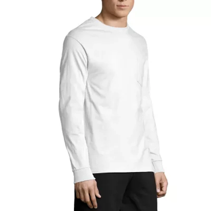 Hanes Mens Crew Neck Long Sleeve Active T-Shirt