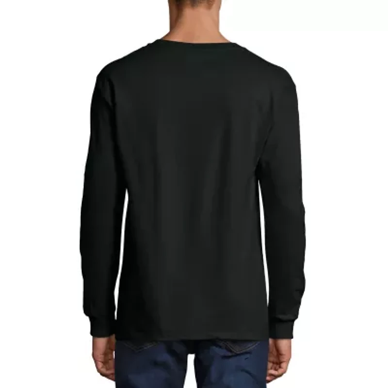 Hanes Beefy Mens Crew Neck Long Sleeve Active T-Shirt