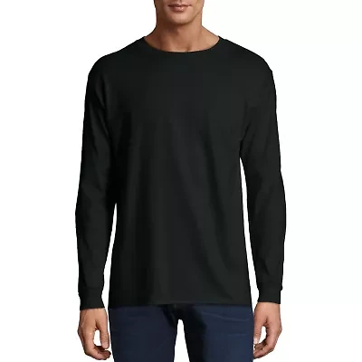 Hanes Beefy Mens Crew Neck Long Sleeve Active T-Shirt