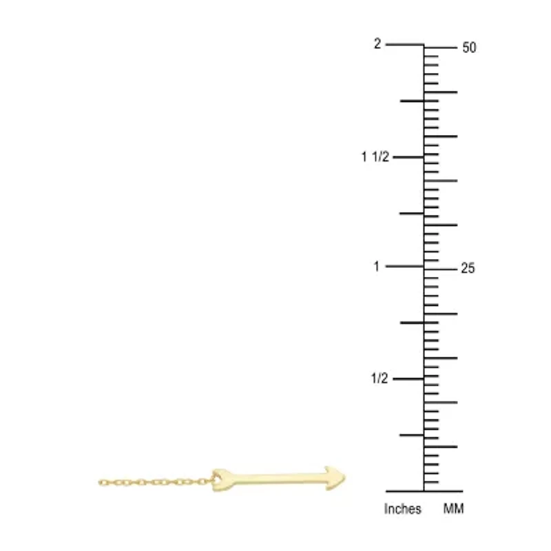 Womens 10K Gold 9 Inch Solid Cable Arrow Ankle Bracelet