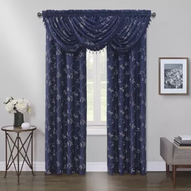 Max Blackout Mystique Embroidery Rod Pocket Waterfall Valance