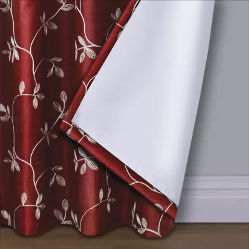 Max Blackout Mystique Grommet Top Embroidered 100% Single Curtain Panel