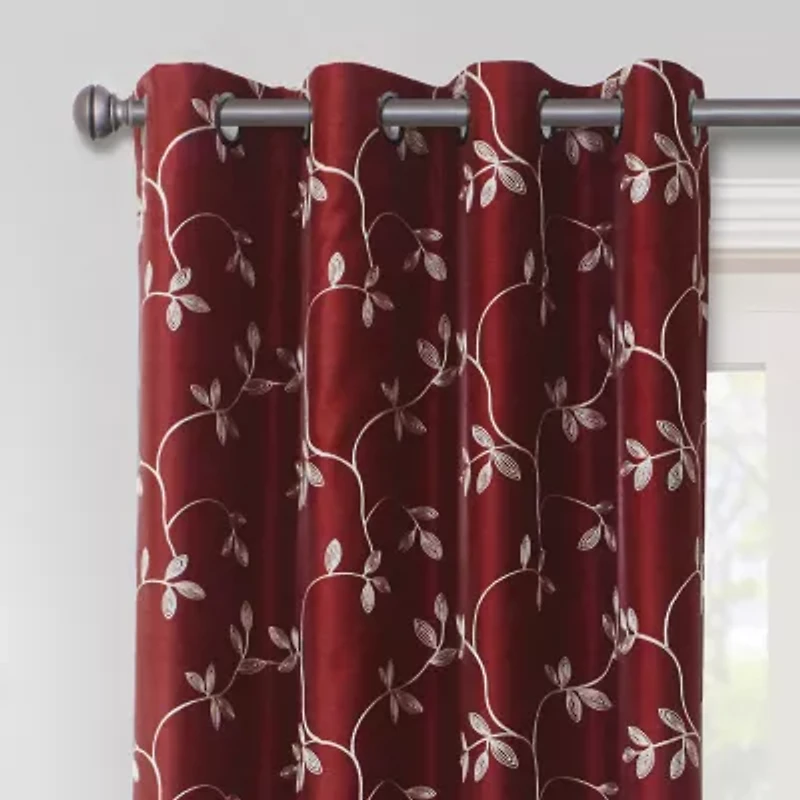 Max Blackout Mystique Grommet Top Embroidered 100% Single Curtain Panel