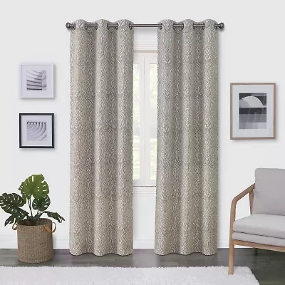Regal Home Surfaces Ikat Damask Grommet Top Light-Filtering Single Curtain Panel
