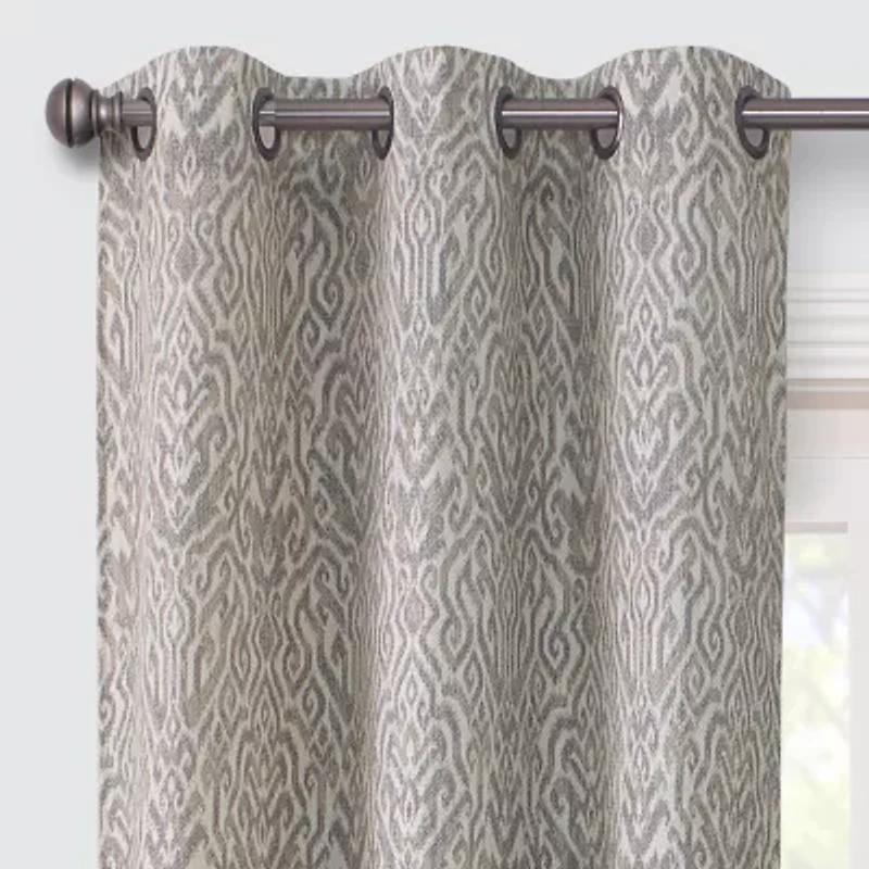 Regal Home Surfaces Ikat Damask Grommet Top Light-Filtering Single Curtain Panel