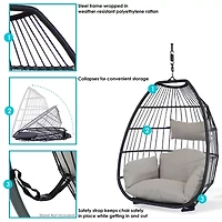 Sunnydaze® Oliver 48-Inch Hanging Egg Chair