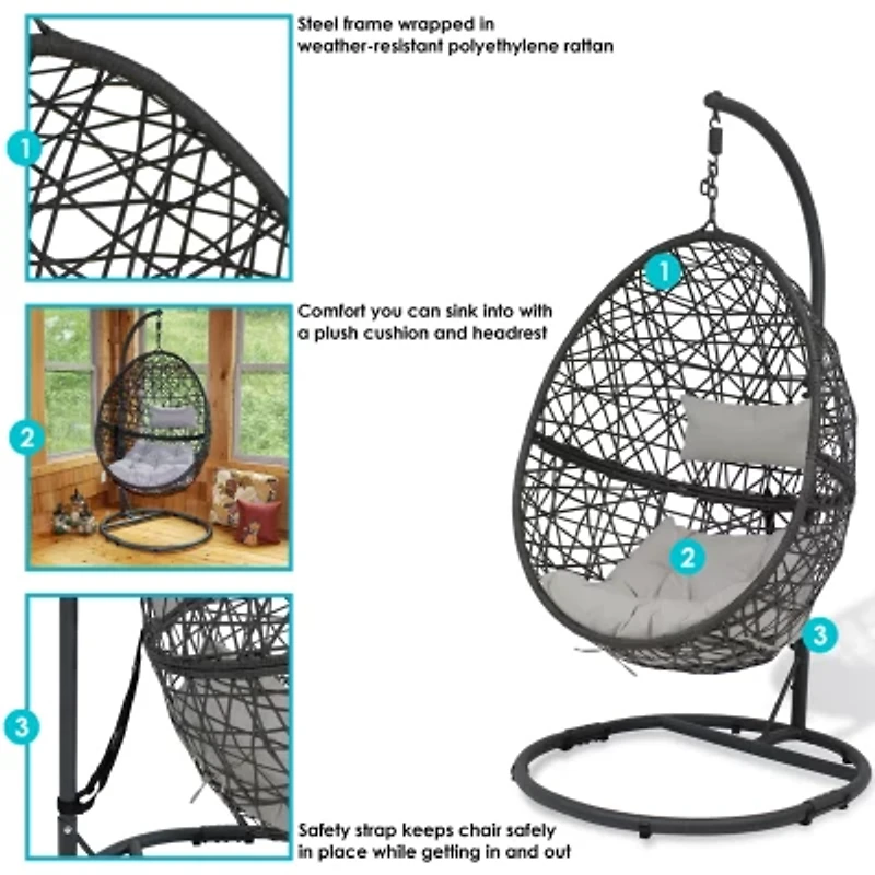 Sunnydaze® Caroline Hanging Egg Chair With Stand