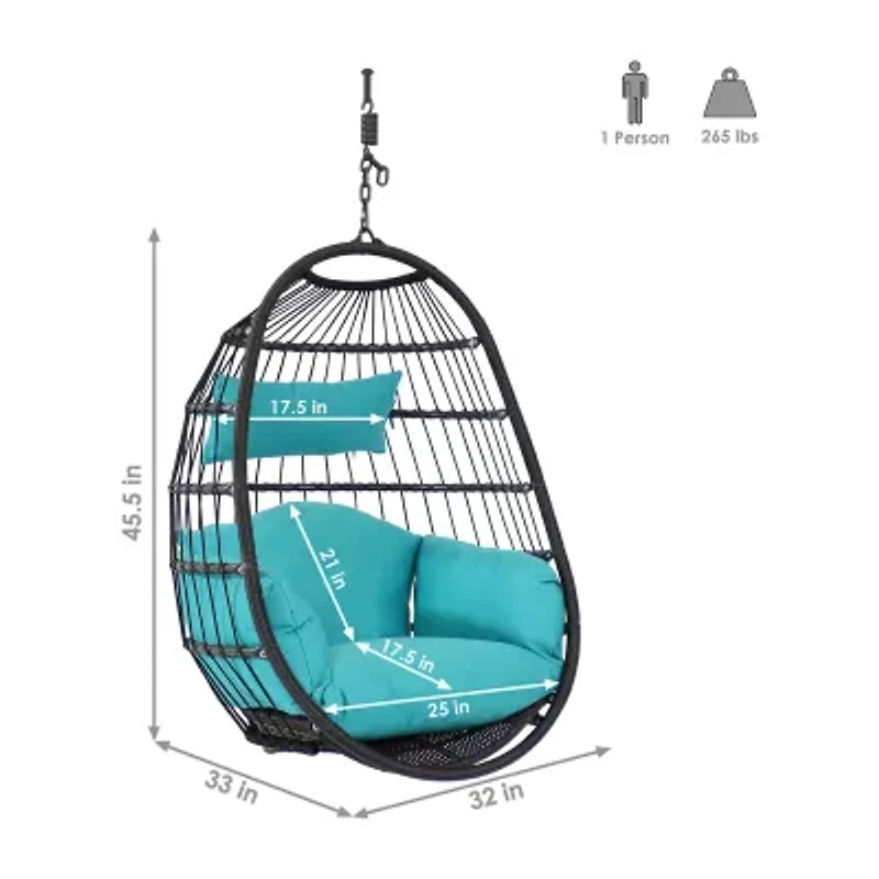 Sunnydaze® Penelope 45-Inch Hanging Egg Chair