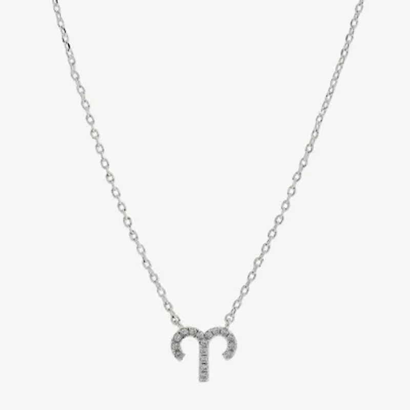 Sparkle Allure Zodiac Womens Cubic Zirconia Pure Silver Over Brass 16 Inch Pendant Necklace