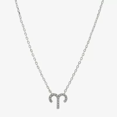 Sparkle Allure Zodiac Womens Cubic Zirconia Pure Silver Over Brass 16 Inch Pendant Necklace