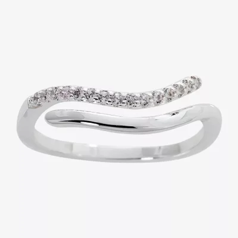Sparkle Allure Zodiac Womens 2MM Cubic Zirconia Pure Silver Over Brass Band