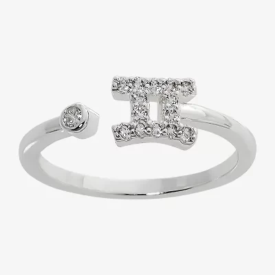 Sparkle Allure Zodiac Womens 2MM Cubic Zirconia Pure Silver Over Brass Band