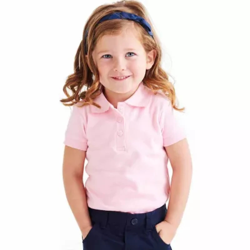 French Toast Toddler Girls Short Sleeve Regular Fit Polo Shirt