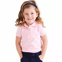 French Toast Toddler Girls Short Sleeve Regular Fit Polo Shirt
