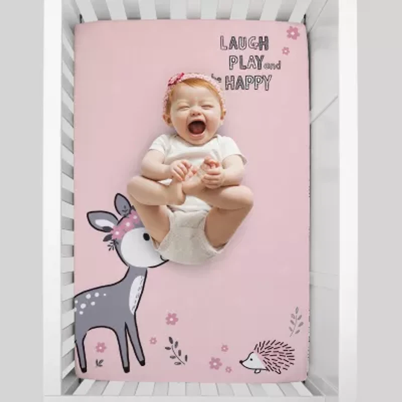 Nojo Pink Woodland Mini Crib Sheet