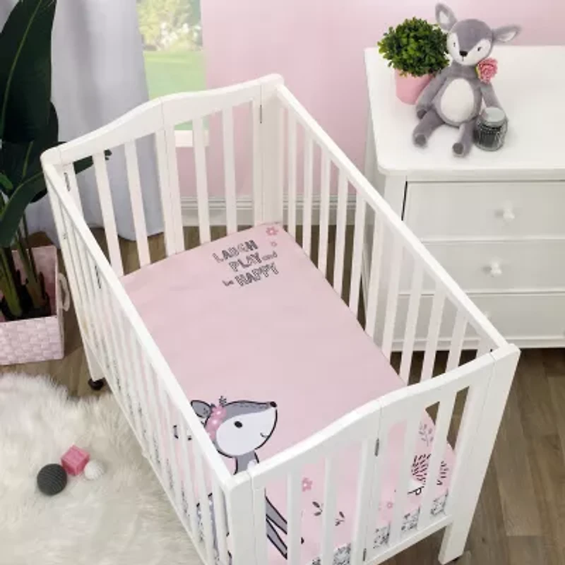 Nojo Pink Woodland Mini Crib Sheet