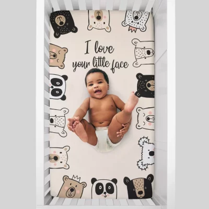 Nojo I Love Your Little Face Bear Crib Sheet