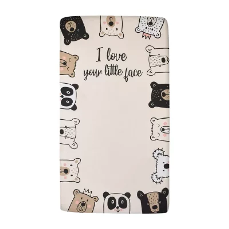 Nojo I Love Your Little Face Bear Crib Sheet