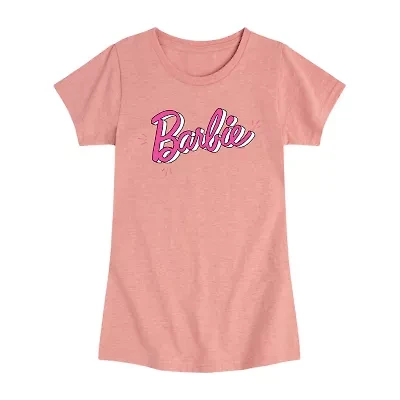 Little & Big Kid Girls Crew Neck Short Sleeve Regular Fit Barbie Graphic T-Shirt