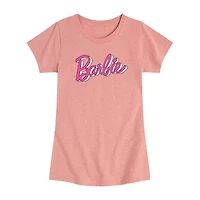 Little & Big Kid Girls Crew Neck Short Sleeve Regular Fit Barbie Graphic T-Shirt