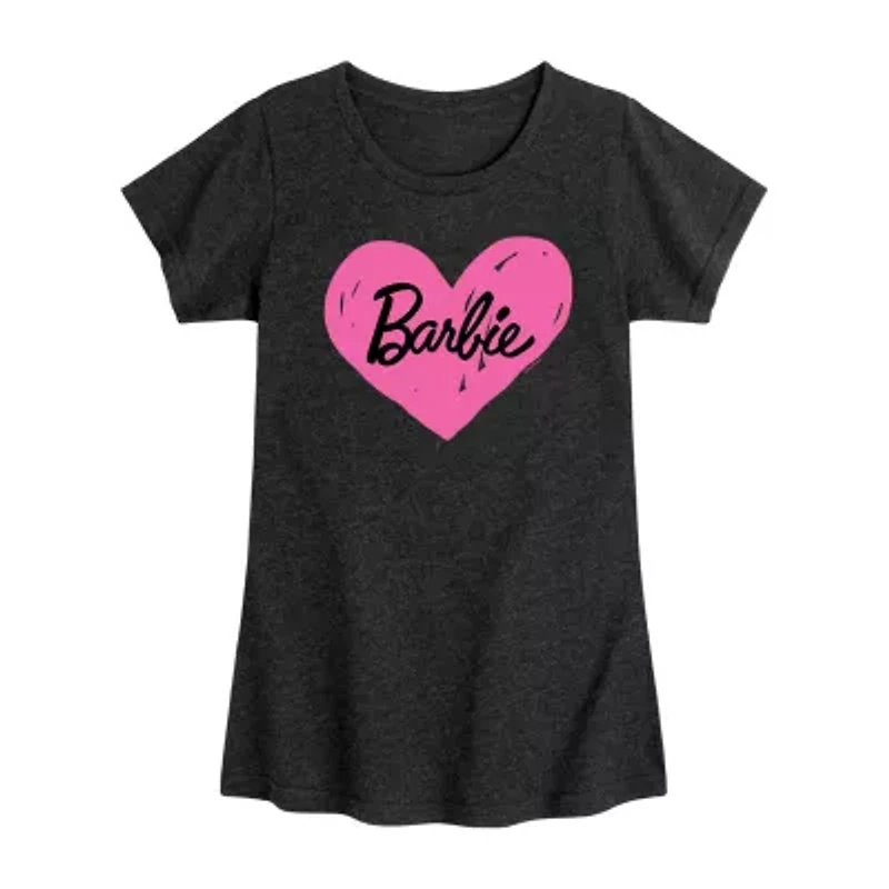 Little & Big Kid Girls Crew Neck Short Sleeve Regular Fit Barbie Graphic T-Shirt