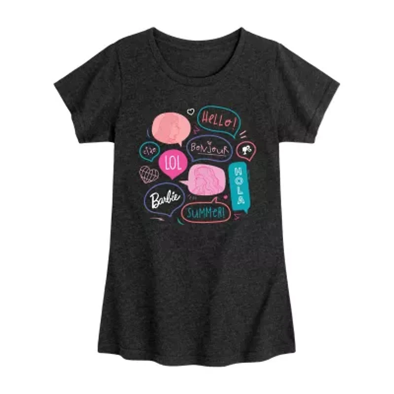 Little & Big Kid Girls Crew Neck Short Sleeve Regular Fit Barbie Graphic T-Shirt