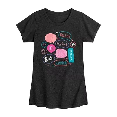 Little & Big Kid Girls Crew Neck Short Sleeve Regular Fit Barbie Graphic T-Shirt
