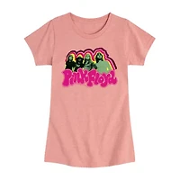 Little & Big Kid Girls Crew Neck Short Sleeve Regular Fit Pink Floyd Graphic T-Shirt