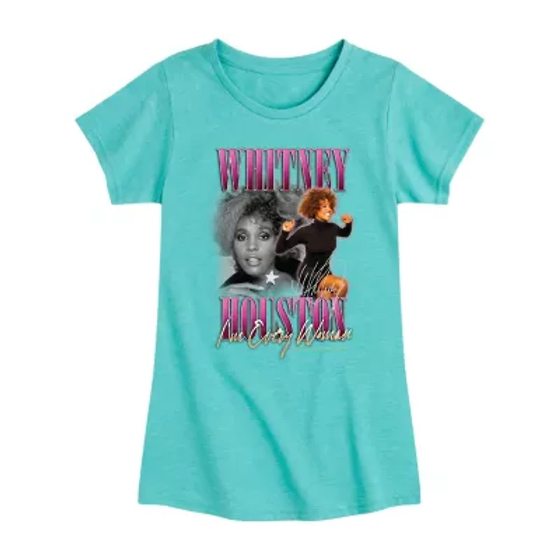 Little & Big Kid Girls Crew Neck Short Sleeve Regular Fit Whitney Houston Graphic T-Shirt