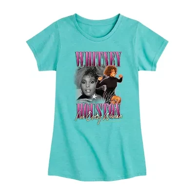 Little & Big Kid Girls Crew Neck Short Sleeve Regular Fit Whitney Houston Graphic T-Shirt