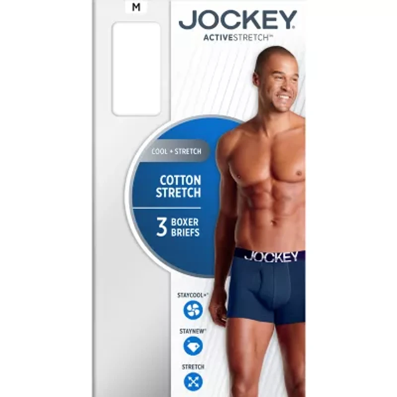 Jockey Active Stretch Mens 3 Pack Boxer Briefs 8797