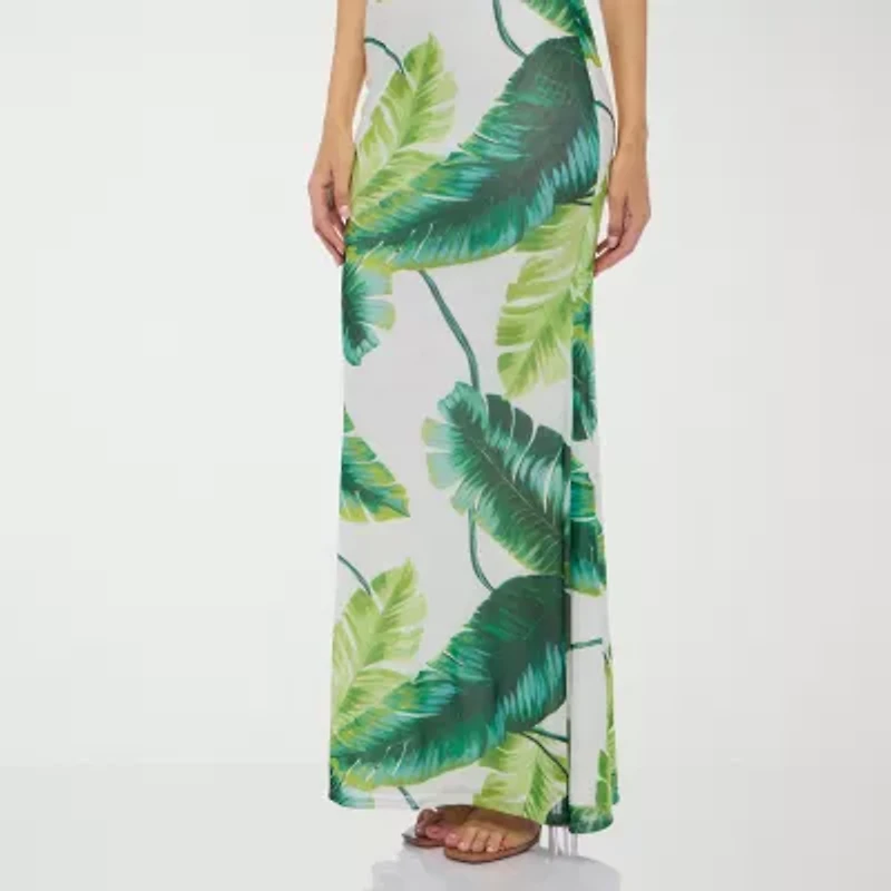 Premier Amour Off The Shoulder Womens Short Sleeve Leaf Maxi Dress