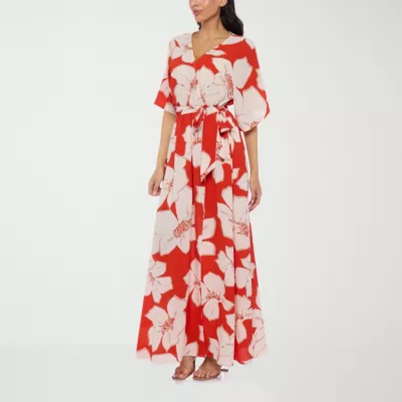Premier Amour Womens 3/4 Sleeve Floral Maxi Dress