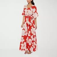 Premier Amour Womens 3/4 Sleeve Floral Maxi Dress