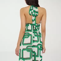 Premier Amour Halter Womens Sleeveless Geometric Maxi Dress