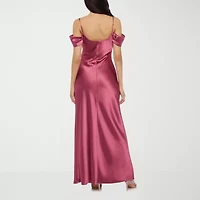 Premier Amour Off The Shoulder Womens Short Sleeve Evening Gown