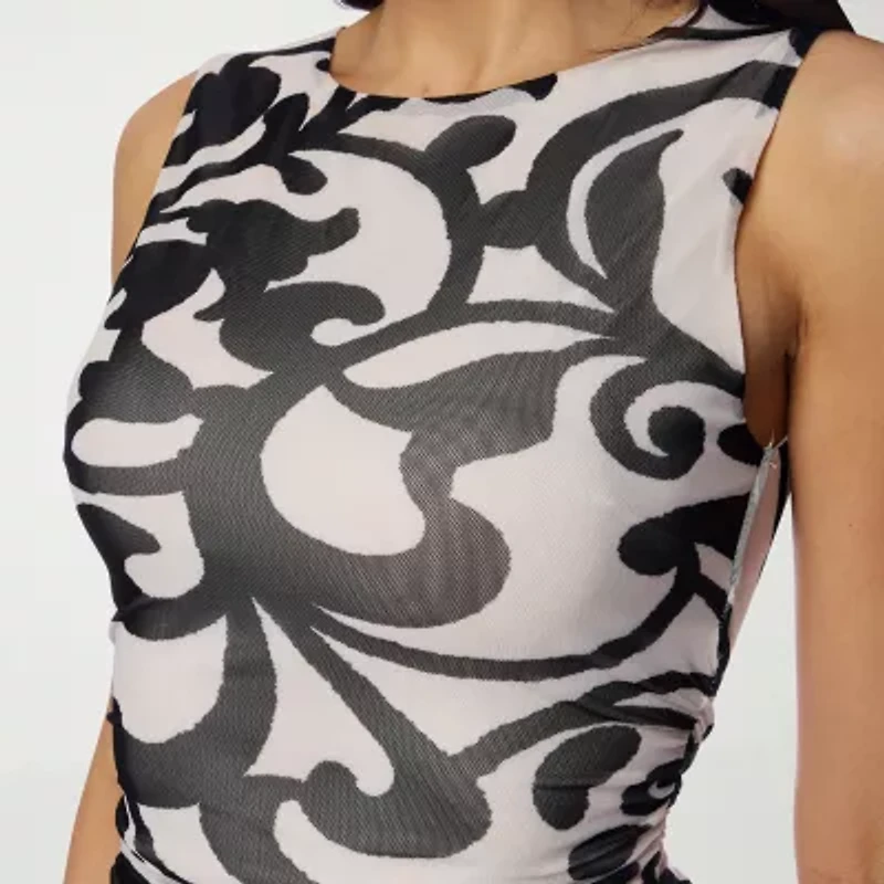 Premier Amour Womens Sleeveless Midi Damask Sheath Dress