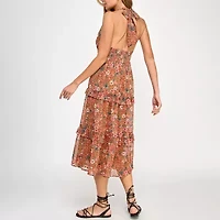 City Triangle Womens Animal Midi Juniors Fit + Flare Dress