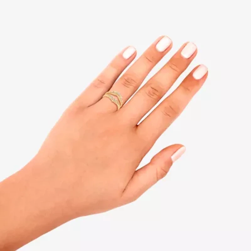 Womens 1/4 CT. T.W. Natural White Diamond 14K Gold Ring Guard