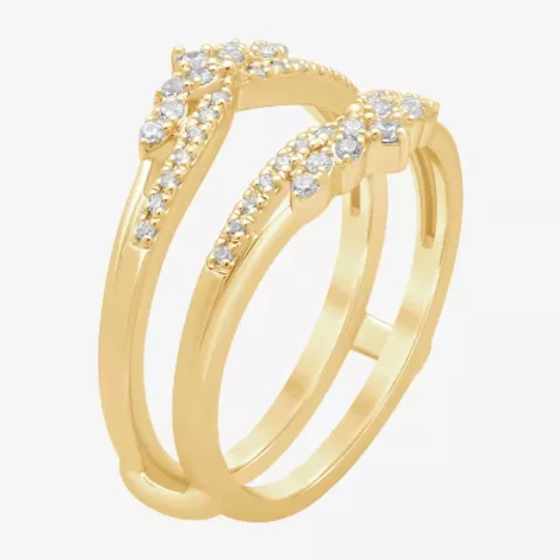 Womens 1/4 CT. T.W. Natural White Diamond 14K Gold Ring Guard