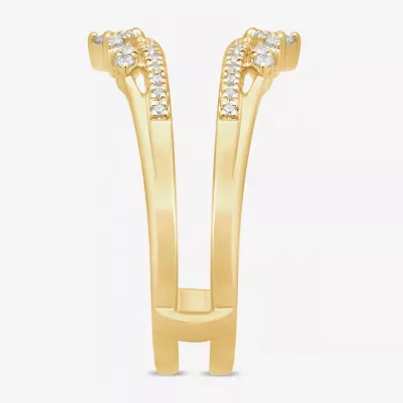 Womens 1/4 CT. T.W. Natural White Diamond 14K Gold Ring Guard