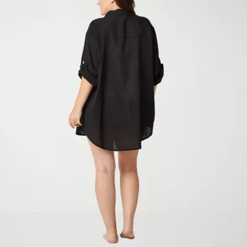 Sonnet Shores Womens Plus Dress Swimsuit Cover-Up