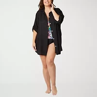 Sonnet Shores Womens Plus Dress Swimsuit Cover-Up