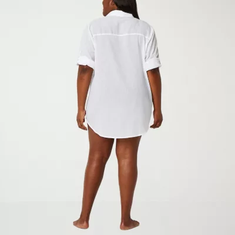 Sonnet Shores Womens Plus Dress Swimsuit Cover-Up