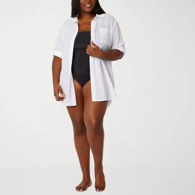 Sonnet Shores Womens Plus Dress Swimsuit Cover-Up