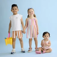 Okie Dokie Toddler & Little Girls Sleeveless Striped Romper