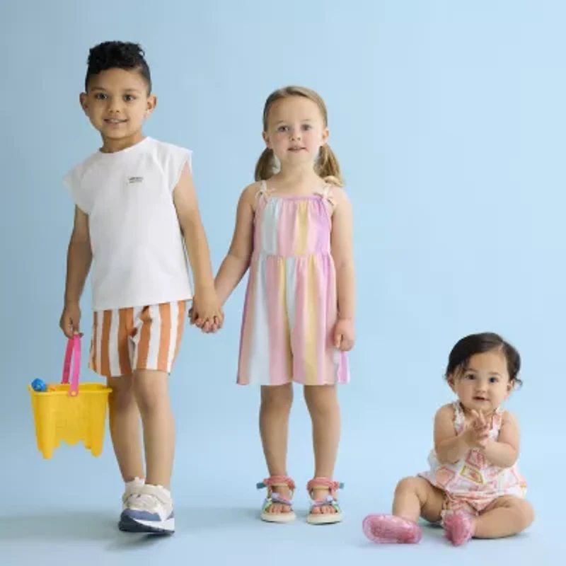 Okie Dokie Toddler & Little Girls Sleeveless Striped Romper