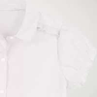 IZOD Little & Big Kid Girls Short Sleeve Regular Fit Stretch Fabric Button-Down Shirt