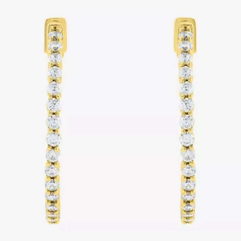 Limited Quantities! Womens 1 CT. T.W. Lab Grown White Diamond 10K Gold 24.3mm Hoop Earrings